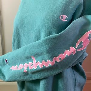Vintage Champion Crewneck Reverse Weave Teal and Pink